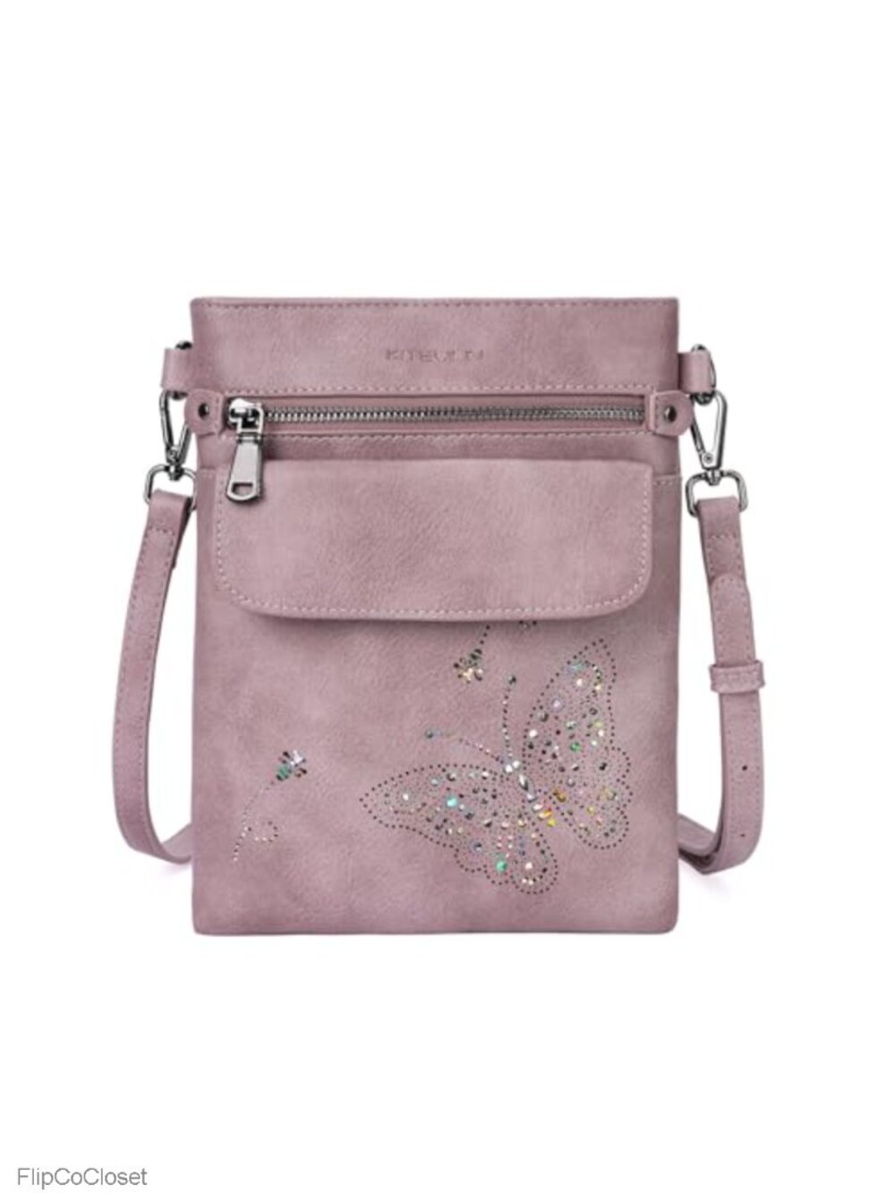 Mini Butterfly Vegan Leather Crossbody Bag Cell Phone Purse Adjustable Strap